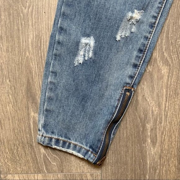 Revolve One Teaspoon Ford Freebirds Skinny Straight Jeans Distressed Ankle Zip - Picture 11 of 16